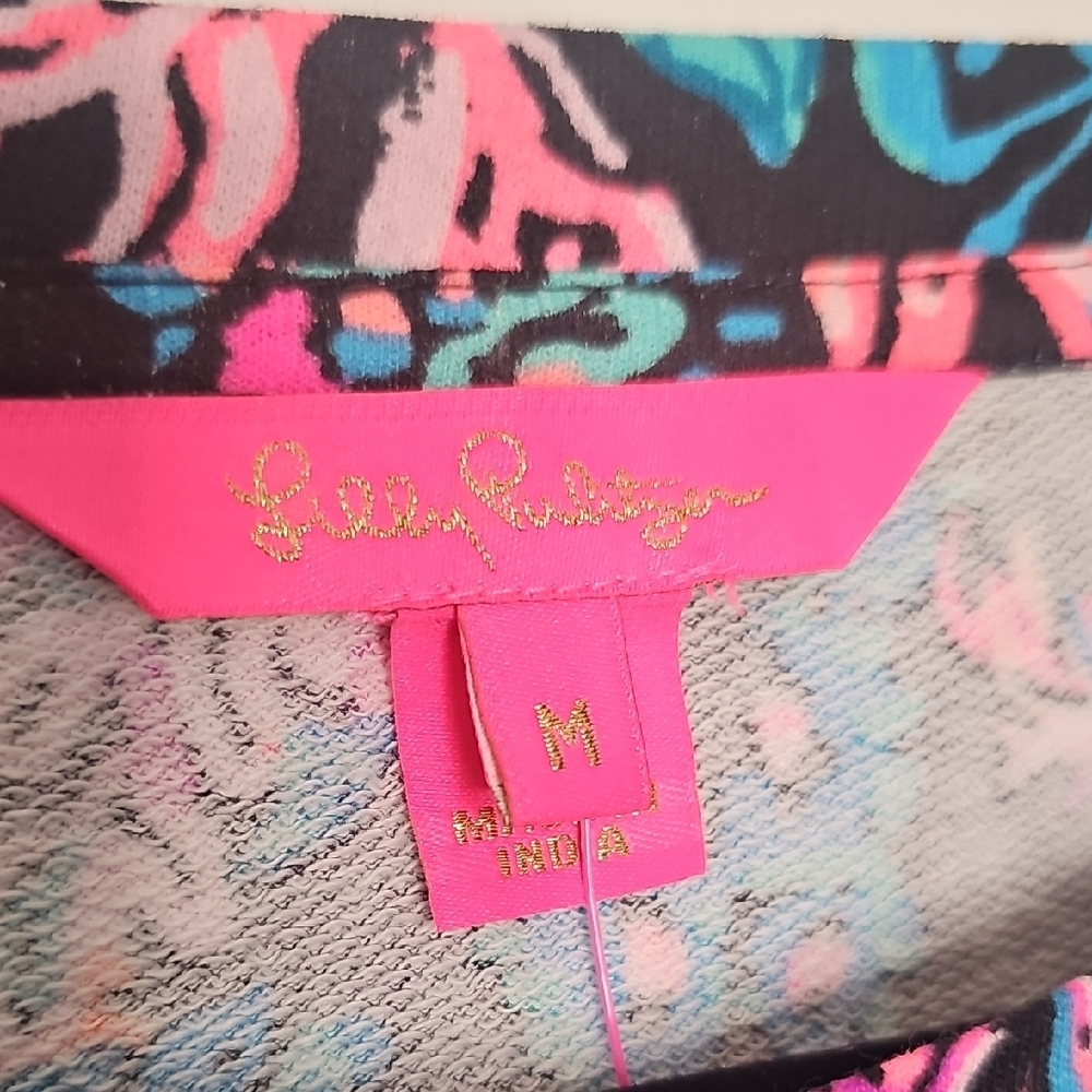 Lilly Pulitzer Vibrant Floral Long Sleeve Top - Black, Pink, Blue - Picture 2 of 5